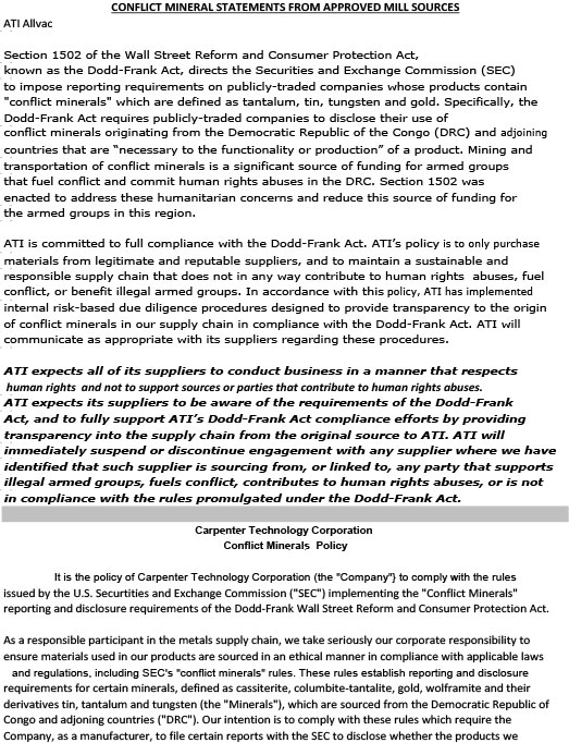 Conflict Management Statements from Approved Mill Sources #1